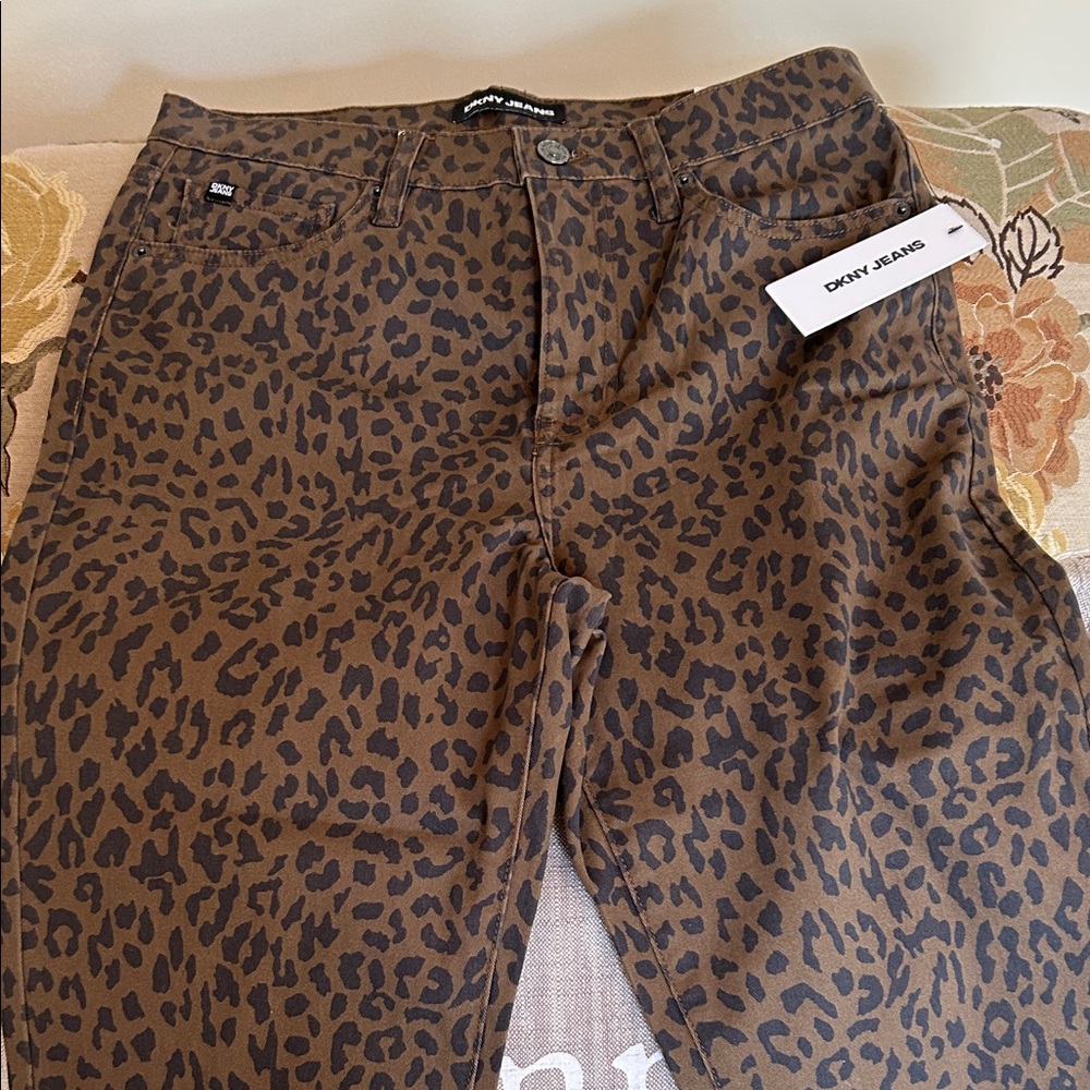 DKNY Jeans Brown Leopard Print Pants